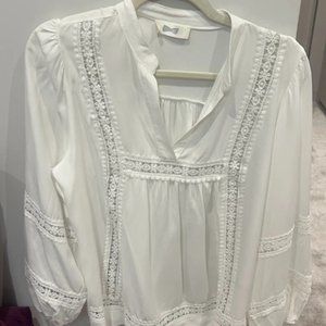 White long sleeved blouse with crochet detail size S/M